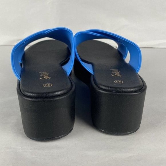 Women's Sportsgirl Size 40 Sienna Blue Modern Casual Crossover Platform Sandal - Picture 11 of 12